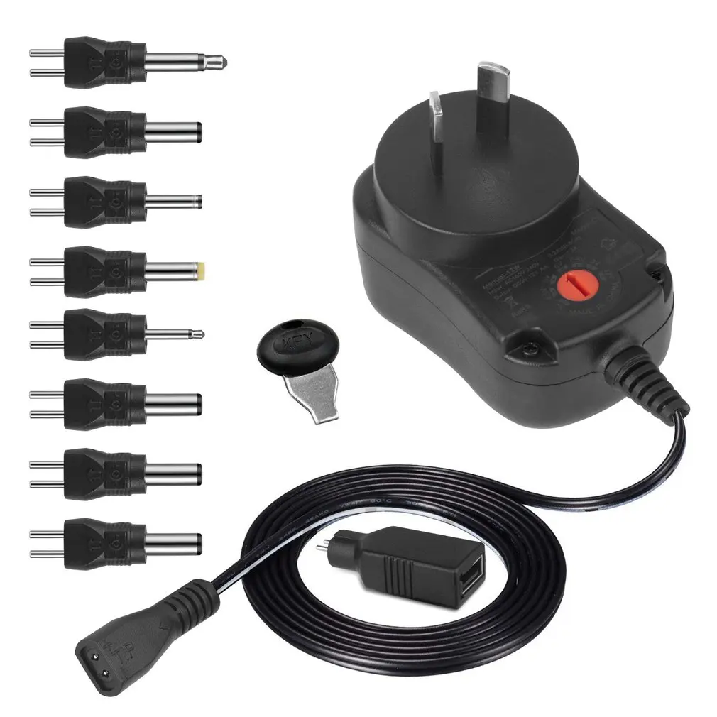 

3-12V 12W Adjustable Power Supply with DC USB Tips Multifunction Charger Portable Voltage Regulator Switch Power Adapter