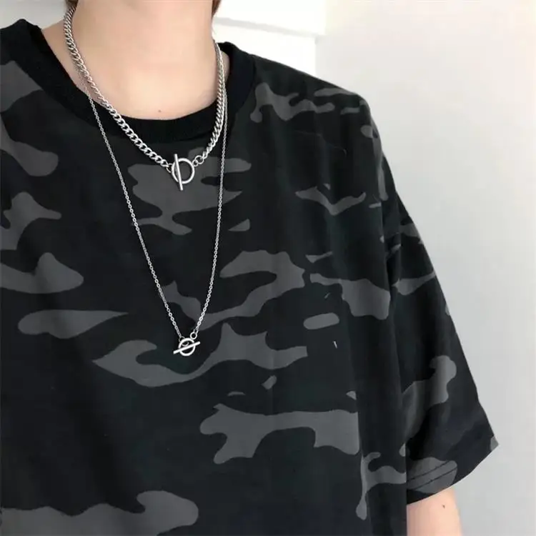 Серебряный комплект из 2 предметов, ожерелье, цепочка, застежка от мужчин, ожерелье из нержавеющей стали, мужские и женские модные аксессуары, лучший подарок