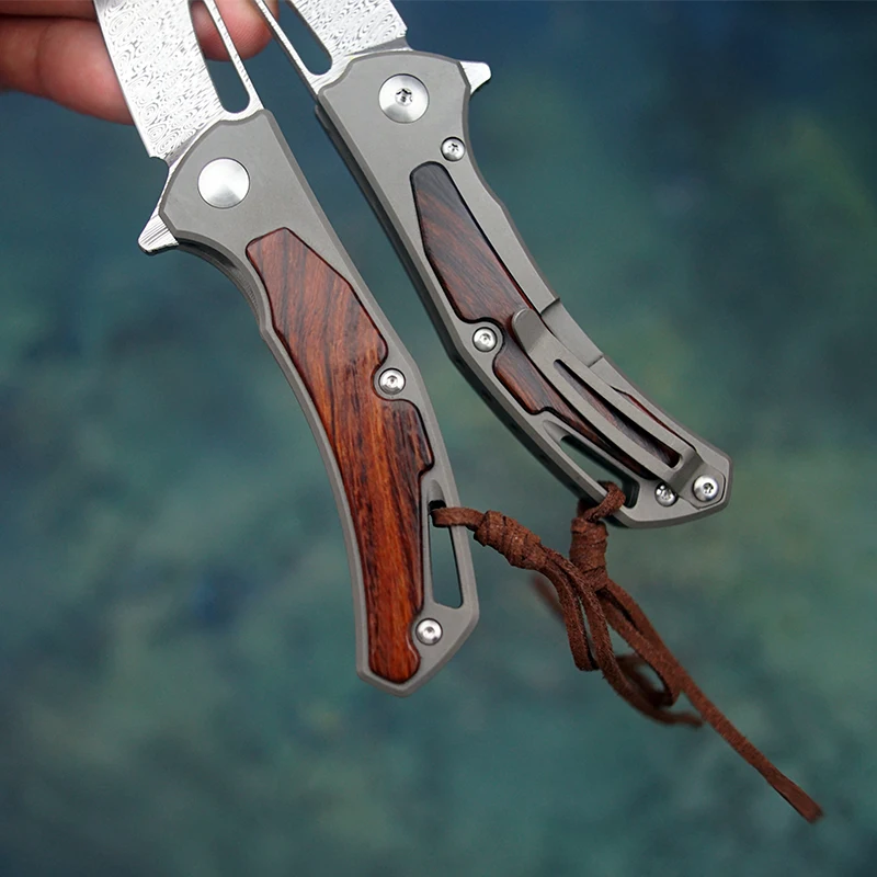 TURENZ-M390 стальной карманный нож шведский порошок Дамасская сталь складной нож титановый сплав походные Тактические Ножи EDC инструмент
