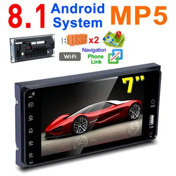 

2 DIN 7 Inch Bluetooth QUAD-core Android 8.1 HD Capacitive Touch Screen Car MP5 GPS Player Support AM/FM/ Mirrorlink for TOYOTA