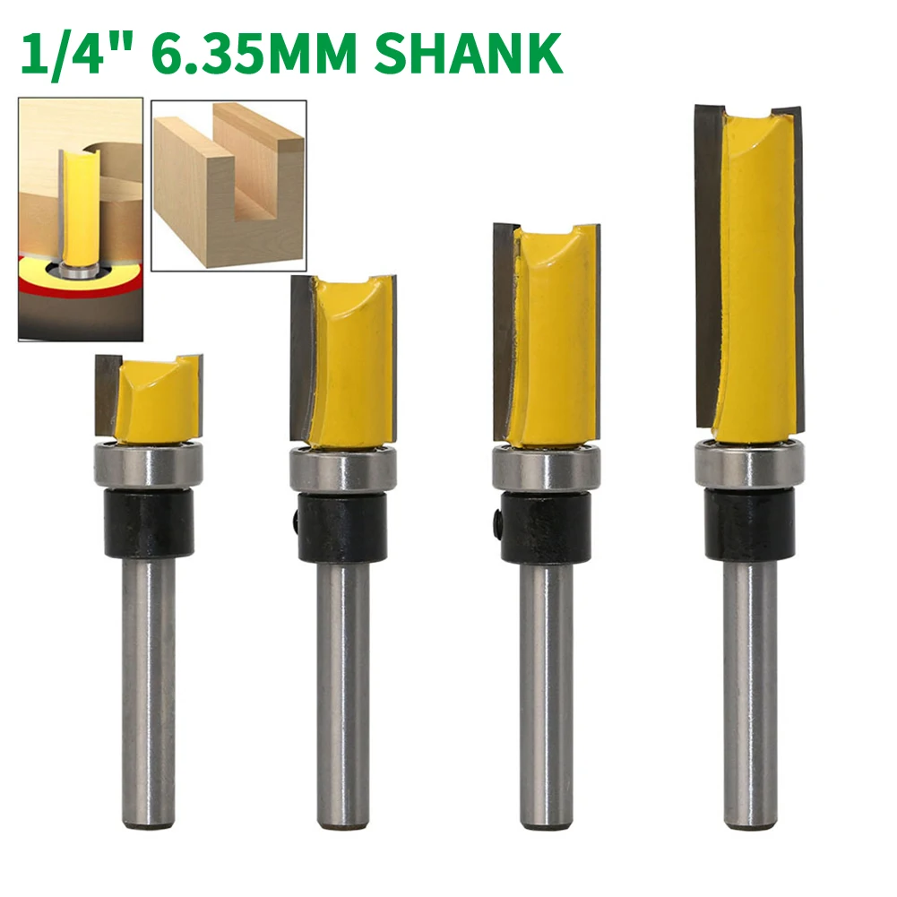 

1PC 1/4" 6.35MM Shank Milling Cutter Wood Carving Template Trim Hinge Mortising Router Bit Straight Trimmer Cleaning Flush Tenon