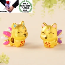 OMHXZJ CA290 Европейская мода унисекс Вечеринка День рождения Свадьба Подарок Браслет в виде лисы DIY аксессуары 24 К золотой кулон Шарм