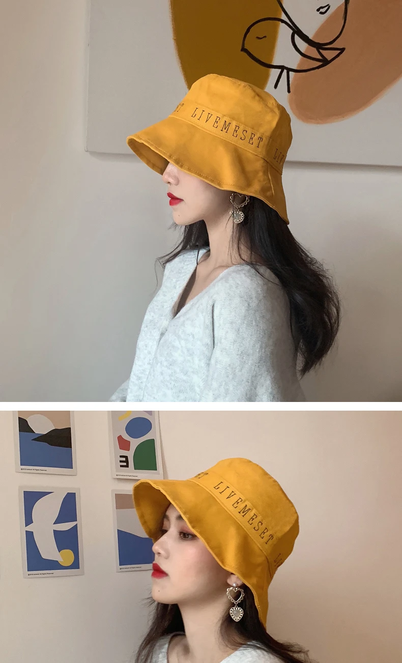 Рыбацкая шляпа, летний день, Солнцезащитная Накладка для машины, Корейская версия, jog letter, Солнцезащитная шляпа, модная женская шапка tide