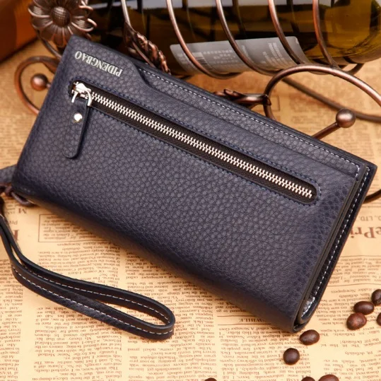 PIDENGBAO, мужские кошельки, кошелек, мужские кошельки, кожаный кошелек, carteras carteira masculine walet, клатч, portefeuille homme monedero - Цвет: Синий