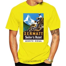 Nowa koszulka podróżna Zermatt szwajcaria-Ski tanie tanio CASUAL SHORT CN (pochodzenie) COTTON Cztery pory roku Na co dzień Z okrągłym kołnierzykiem 2018 men women Sukno Drukuj