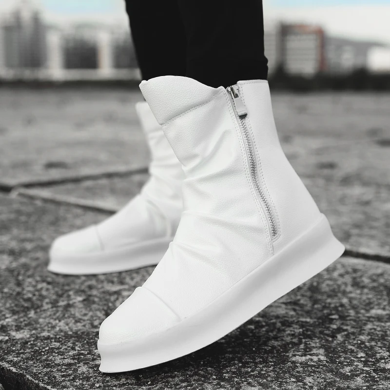 

Luxury Brand Casual Boot Men Anti Slip Leather Boots Men Comfortable Mens Zipper Boots Good Quality Fashion Boots Men Black