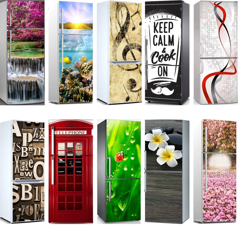 

Mural Waterproof Wallpaper Waterfall Flower Tree DIY Self Adhesive Dishwasher Fridge Door Sticker Print Picture Home Decoration
