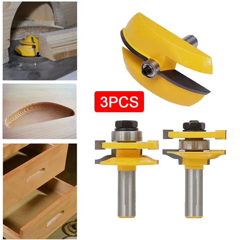 

3pcs 1/2 Handle Carbide Raised Cabinet Wood Milling Cutter Power Hand Tool