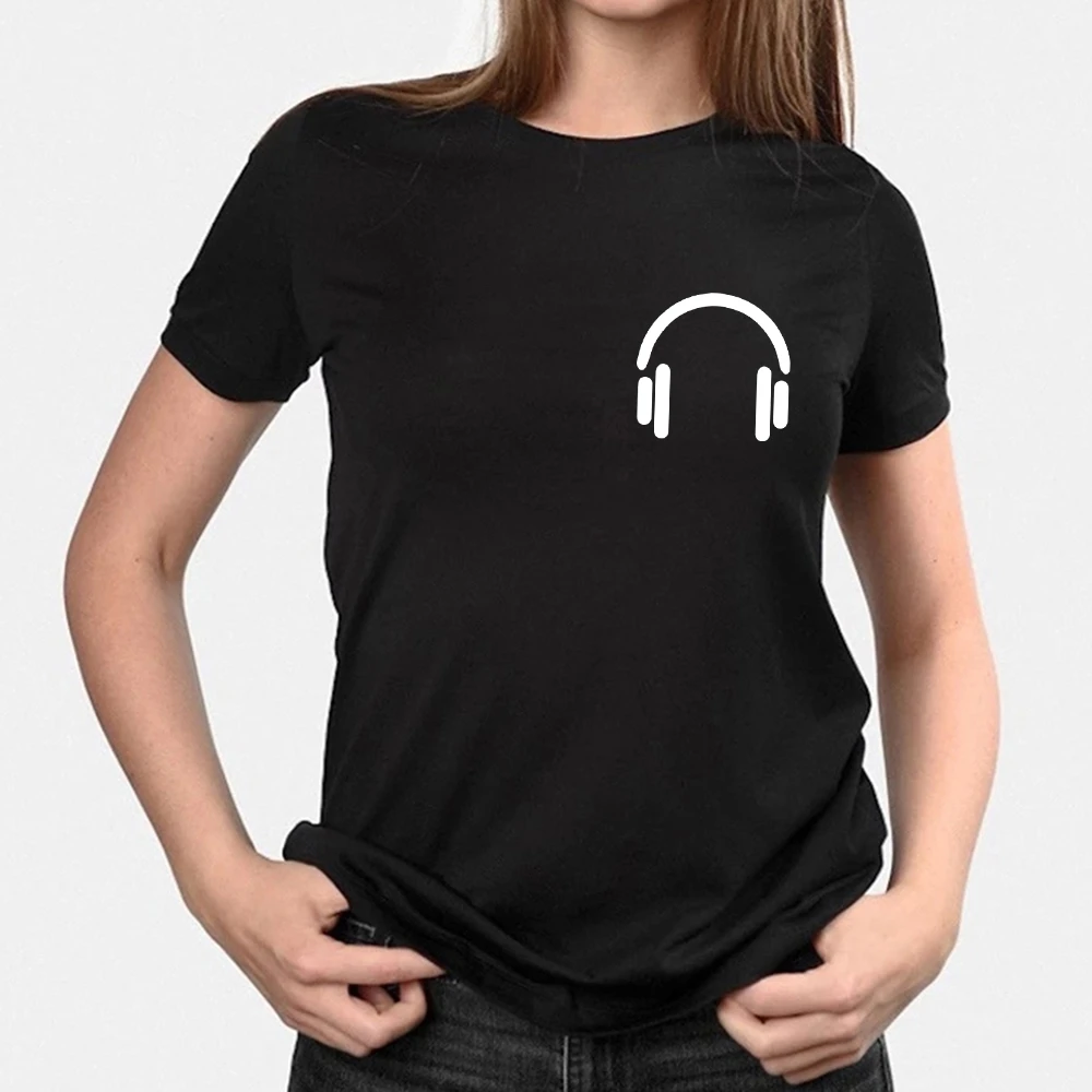 MUMOU Camiseta con música y auriculares para mujer, remera de estética Harajuku, camisetas baratas, camiseta Punk informal a la moda|Camisetas| AliExpress