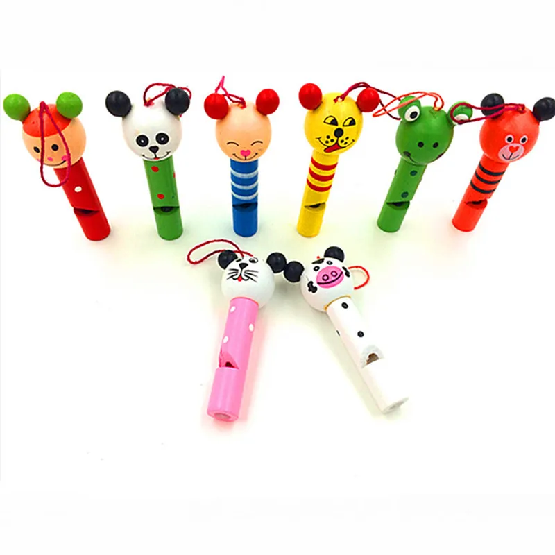 8PCS small animals mixed wooden Lip Whistles Pinata Kids Birthday Decoration Party christmas party toy Supplies Gift Toys