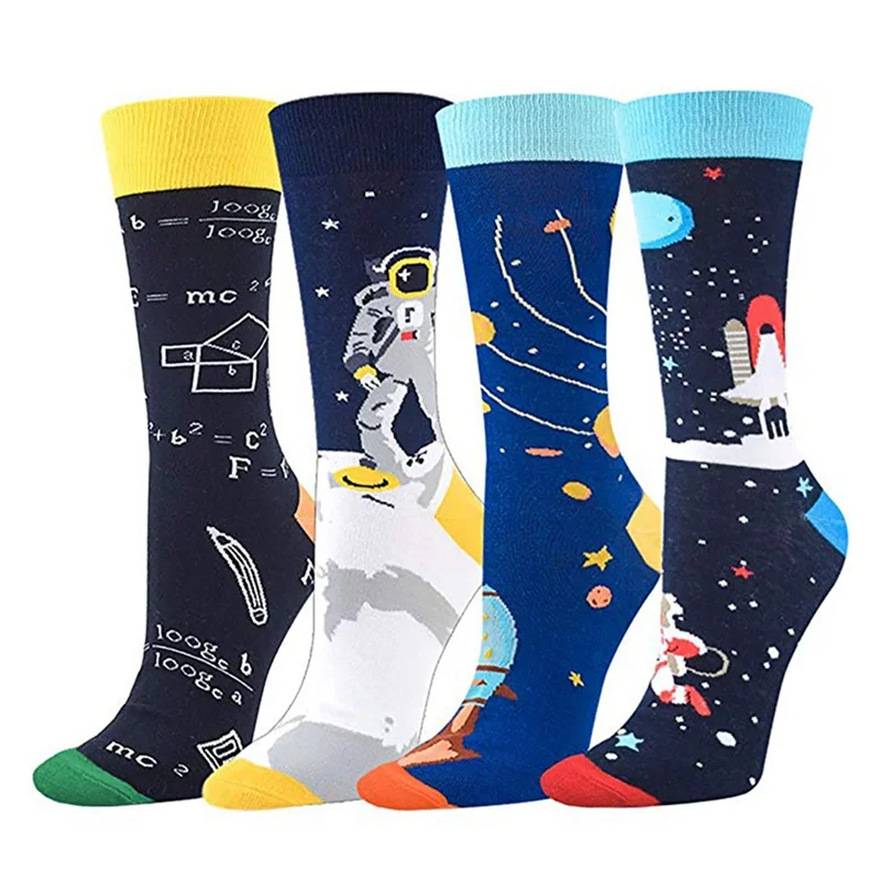 

Men Women Crew Casual Mid-Socks Space/Mathematics Printed Cotton Spandex Hosiery Footwear Accessories 4 Color 20cm Socks