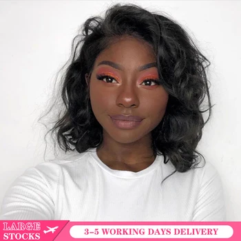 

Amanda Bob Wig Lace Front Human Hair Wigs Pre Plucked Natural Wave Middle Part 150% Density 8-16" Remy Malaysian Lace Front Wigs