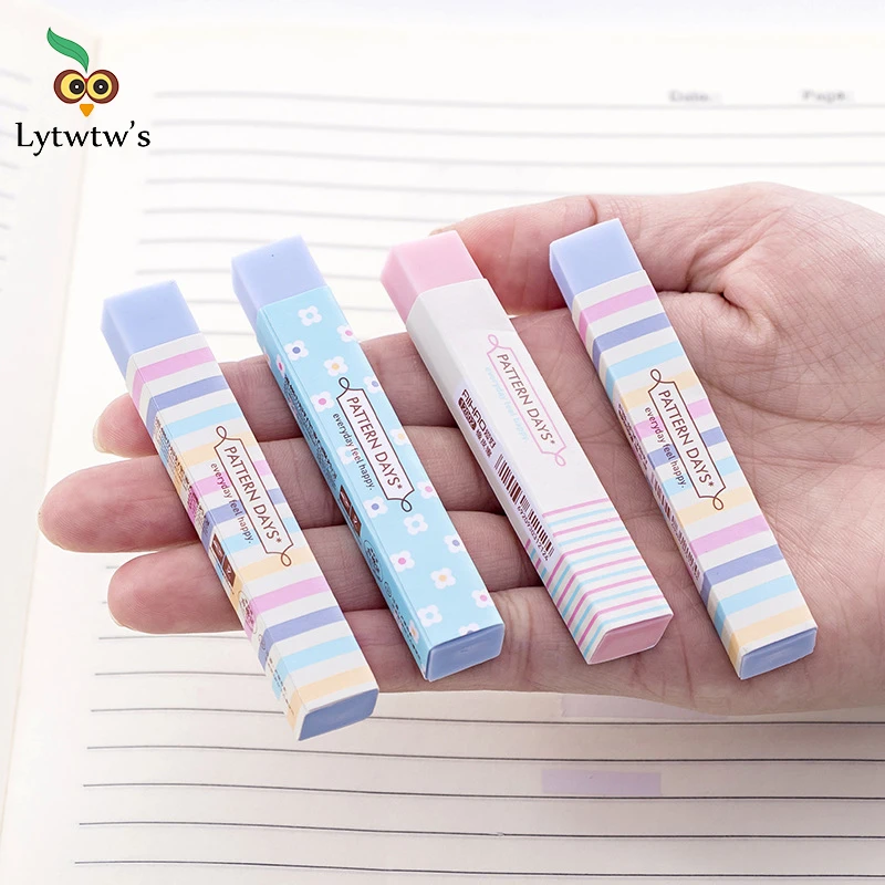 Pencil Erasers 4 Pieces For Kids Soft Striped Rubber Toy Stationery School Office Supply Creative pencil eraser