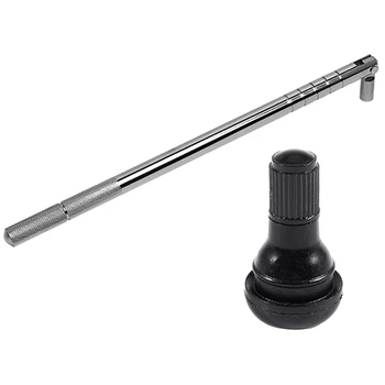 

10 Pcs. Black TR412 Rubber Valve Tire Valve Tire Valve Cap & 1x Chrome Valve Stem Puller Tool Tire Changer