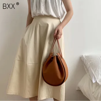 

[BXX] Women's Single Shoulder Crossbody Bag All-match Flap 2020 Fashion Drawstring Package Female PU Leather Handbag HF325
