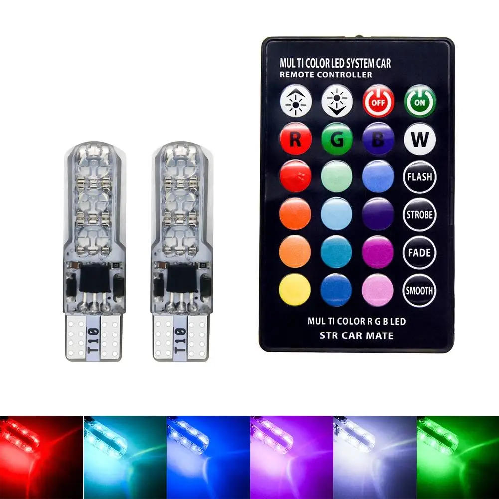 2 шт. Автомобильные светодиодные лампы T10 W5W 5050 6SMD RGB|Декоративная лампа| |