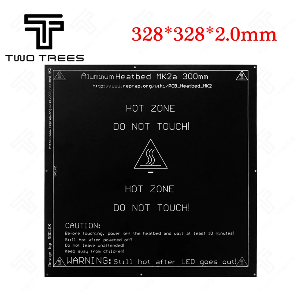 3dprinter с подогревом MK2A(328*328*2,0 мм) 24v RepRap RAMPS 1.4PCB тепла кровать с мультфильмами горячая пластина для& Мендель для 3D-принтеры MK2B 3d очаг