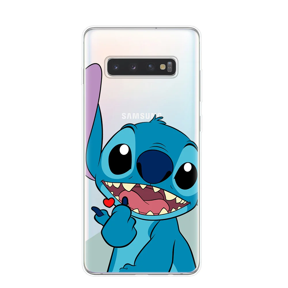 Милые чехлы для телефонов Disneys Stitch для samsung S10 S9 S8 Plus S10e 5G S6 S7 Edge S10Lite, Прозрачная силиконовая Мягкая задняя крышка