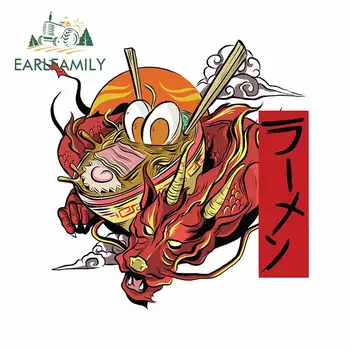 

EARLFAMILY 13cm x 12.6cm For Ramen Dragon Car Bumper Stickers Fashion Decal Personality Creative Sticker Waterproof Decor