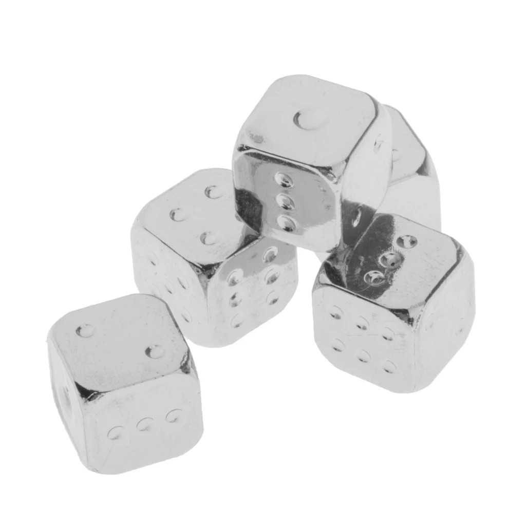 5Pcs 12mm Six Sided Dice D6 Zinc Alloy Multi Sided Dices Roleplaying DND RPG MTG Table Board Game Supplies Mahjong Accessories
