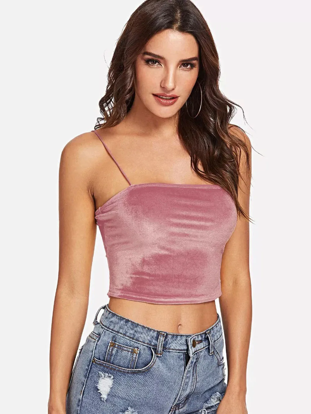 Hirigin Тонкий Камзол летняя модная повседневная женская майка Camis женский Blusa сексуальный топ с завышенной талией бархатный женский короткий топ на бретелях