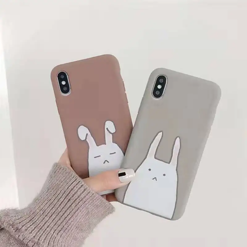 

Matte phone cases for iphone X XR XS XS Max Cute bunny rabbit Soft TPU case For iphone 6 6s 7 8 plus back cover.