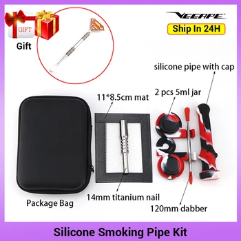 

vape Kit Bag titanium nail Pipe Silicone 5ml Silicon Wax Container Oil Jar Base Dab container for smoking