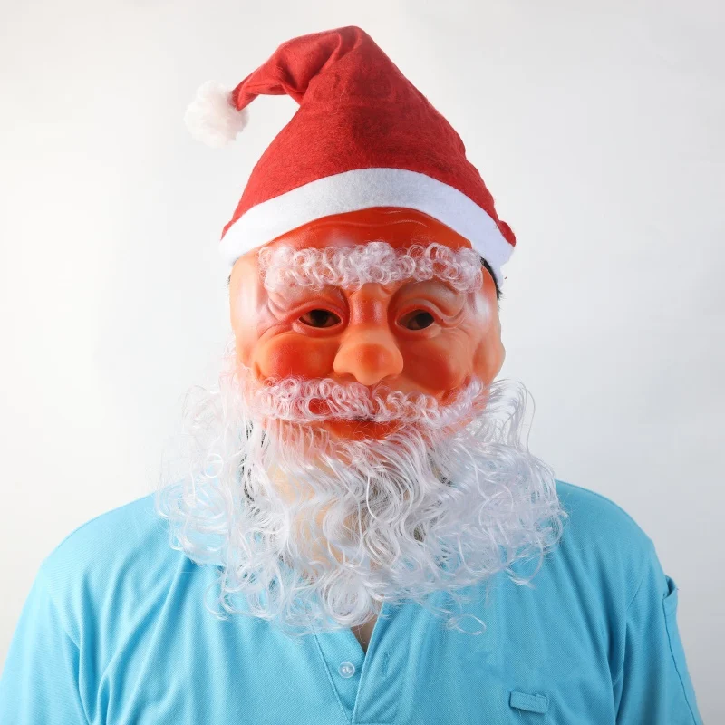 Забавная супер мягкая маска Санта-Клауса, костюм бороды для рождественской вечеринки, праздничный костюм, маски - Цвет: A