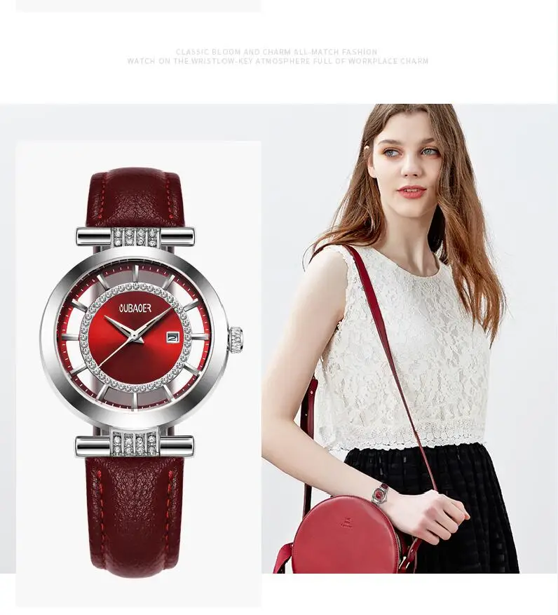 Женские часы-браслет OUBAOER люксовый бренд Montre Femme кожаный ремешок кварцевые часы модные женские часы Relogio Feminino
