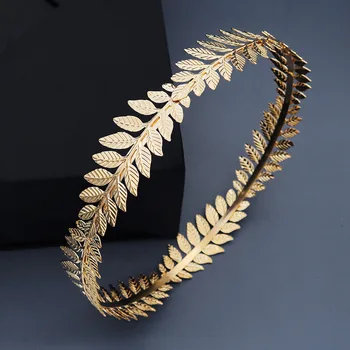 

Amazon popular round hair band Baroque retro gold olive branch crown bridal Sen wedding headgear