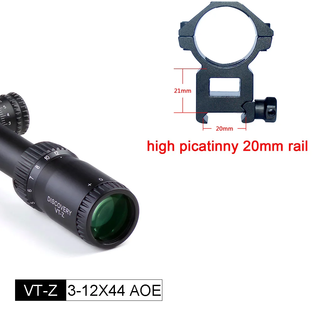 Discovery VT-Z 3-12X44 AOE оптика Охотничья винтовка Регулировка прицела красный/зеленый Mil-dot Сетка страйкбол ружье снаряжение - Цвет: high picatinny 20mm
