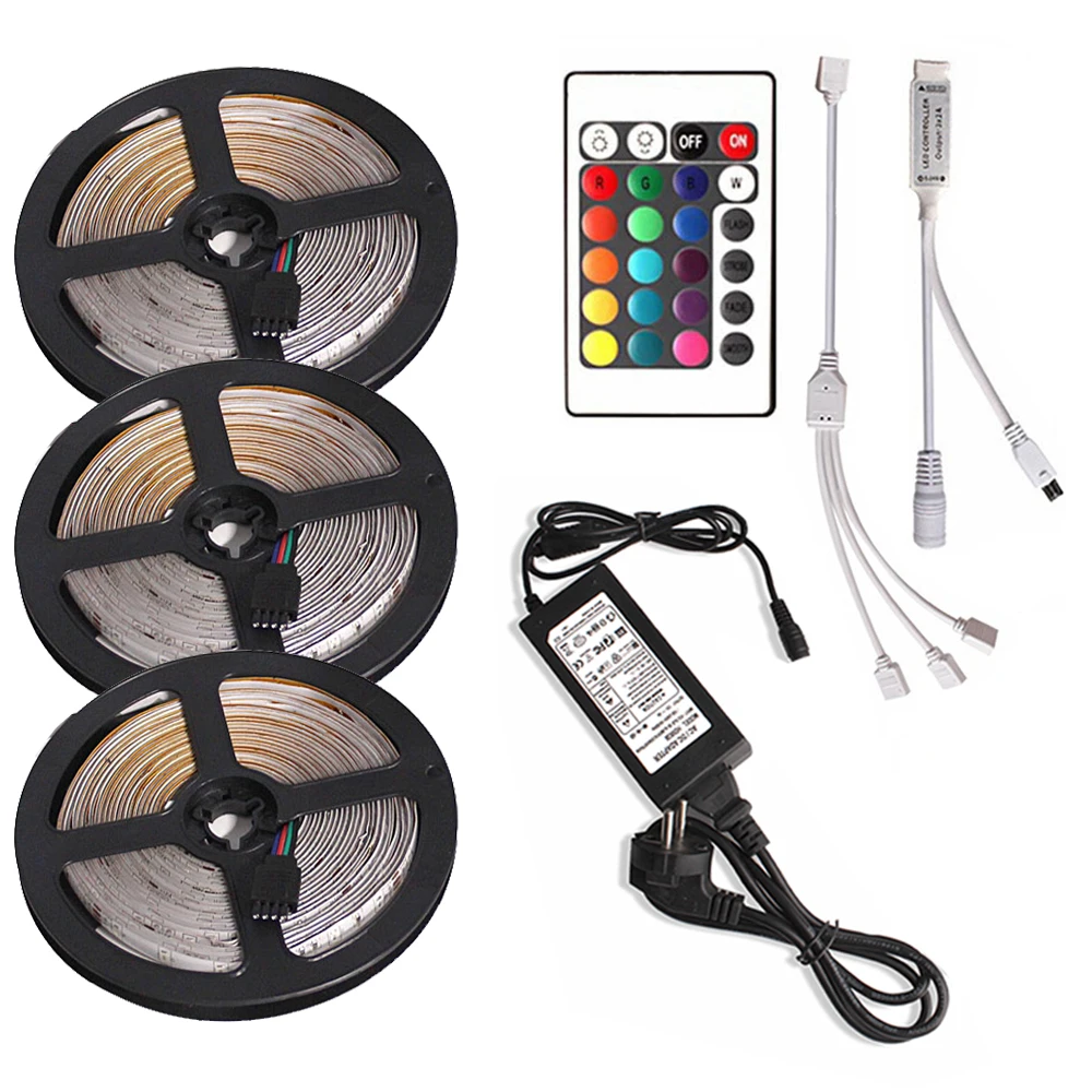 Светодиодный светильник 2835 SMD RGB лента диод 5 м 10 15 Водонепроницаемая Гибкая
