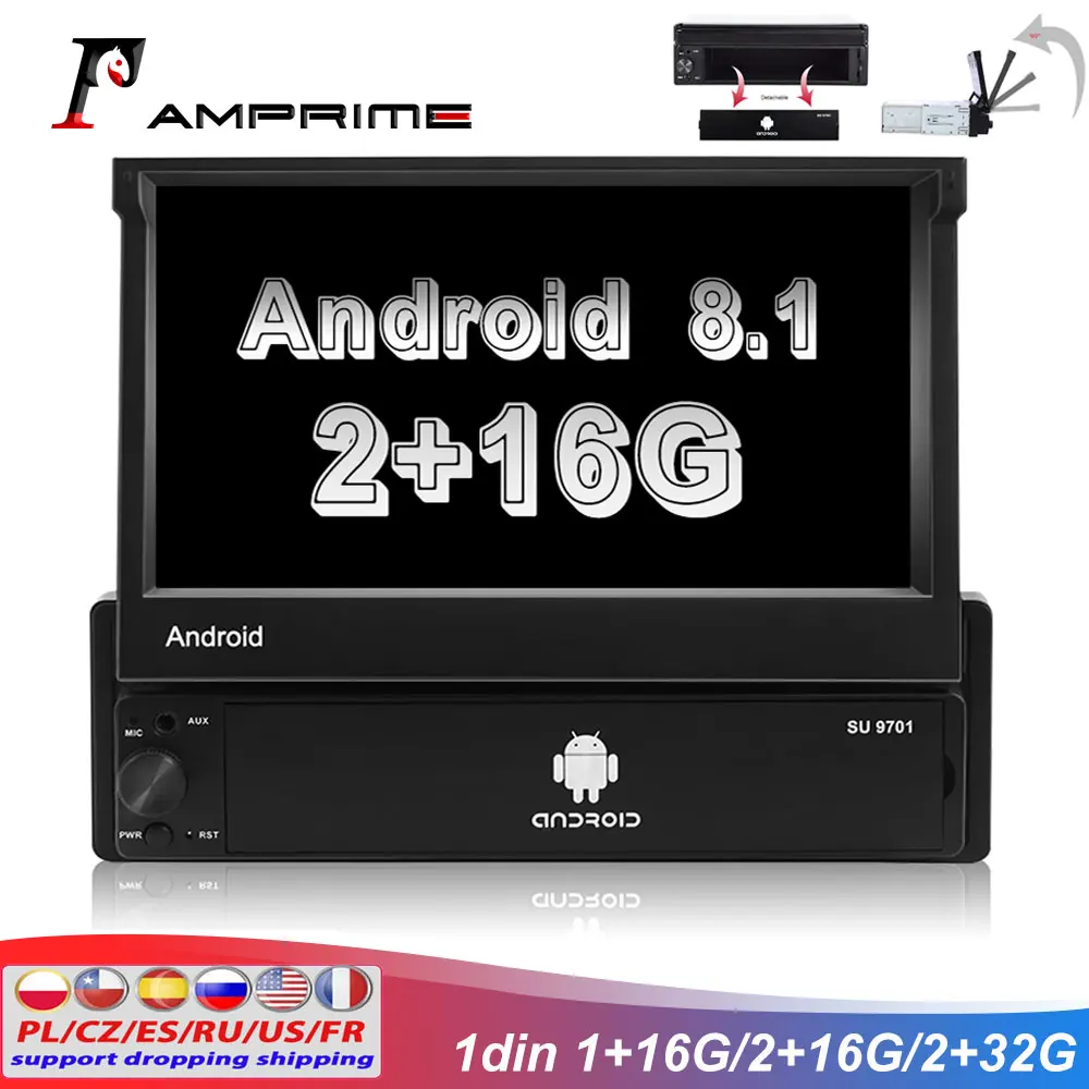 Автомобильный мультимедийный плеер AMPrime 1 din Android Wi Fi Универсальный DVD с GPS навигацией FM AM USB|Мультимедиаплеер
