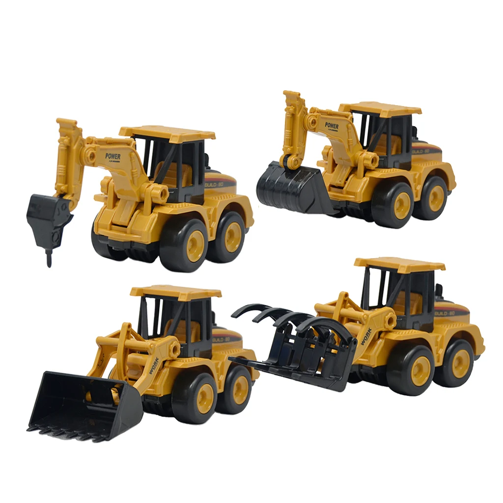 Set of 4 Engineering Car Toy STEM Learning Kits, Christmas Birthday Gifts for Kids Toddlers
