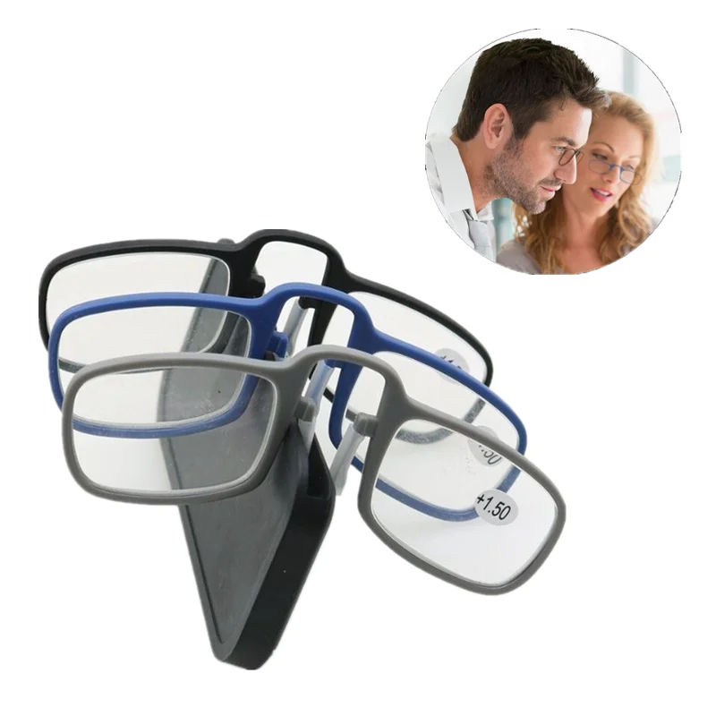 

2019 Newest Mini Sticky Reading Glasses Nose Clip on Presbyopic Glasses Men's and Women's Glass Frame Black High Quality Unisex