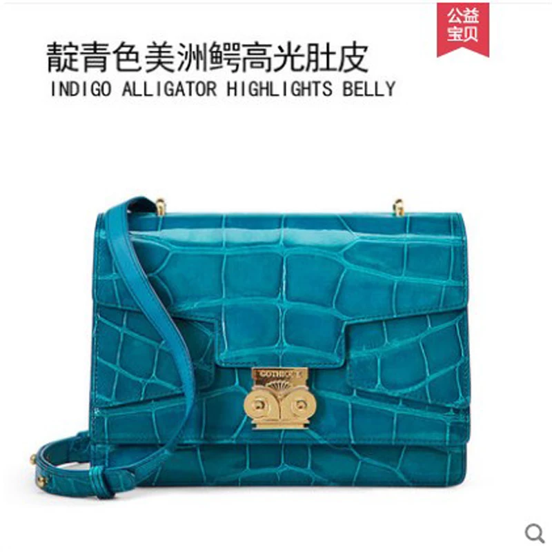 

gete New crocodile skin Ladies bag fashionable single shoulder bag leather alligator shiny belly cross body bag for ladies