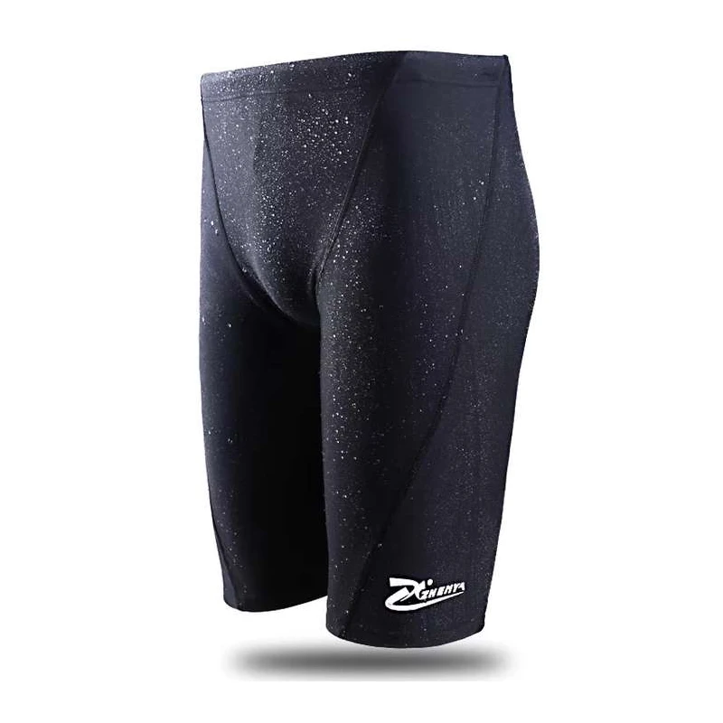 Bañadores profesionales de poliéster para hombre, traje de baño elástico de piel de tiburón, Sexy, sólido, pantalones de natación