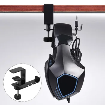 

360-degree Rotatable Multifunctional Headset Hook Head Mounted Stand Display Shelf Under Desk Space Save Mount