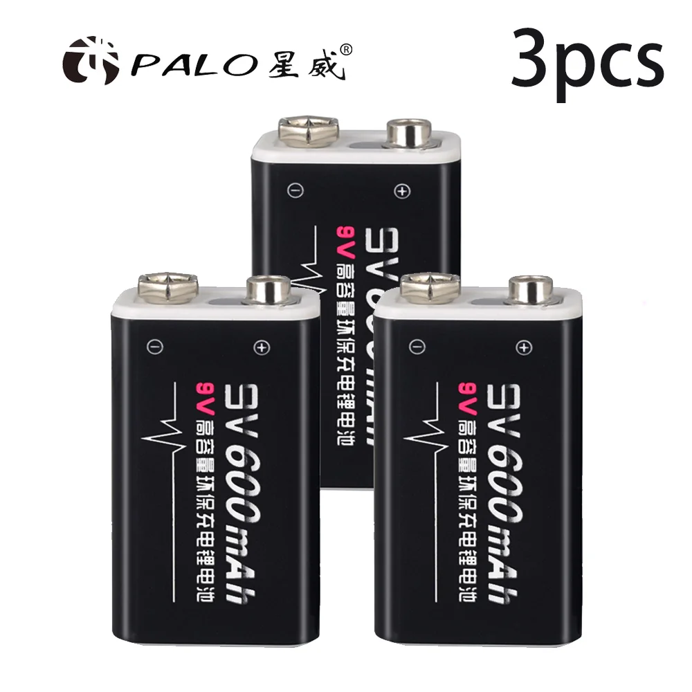 2 шт./компл. палка батарея PALO 9В батареи 6f22 6F22X 6LR61 9V литий-ионный аккумулятор 600mAh аккумуляторная батарея для радио, камера, игрушки и так далее - Цвет: 3PCS
