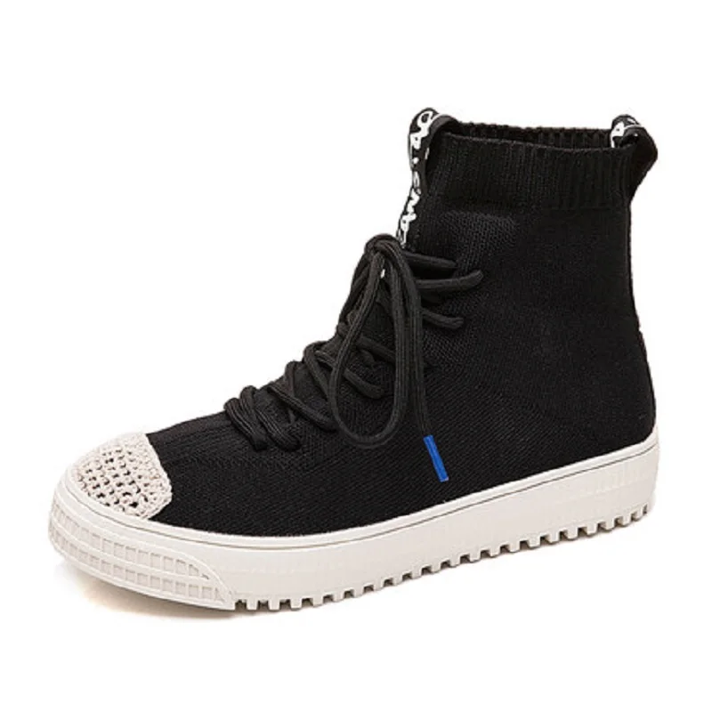 

Flying woven stretch boots women's booties socks boots 2019 spring and autumn single boots new wild Martin boots women's thin bo