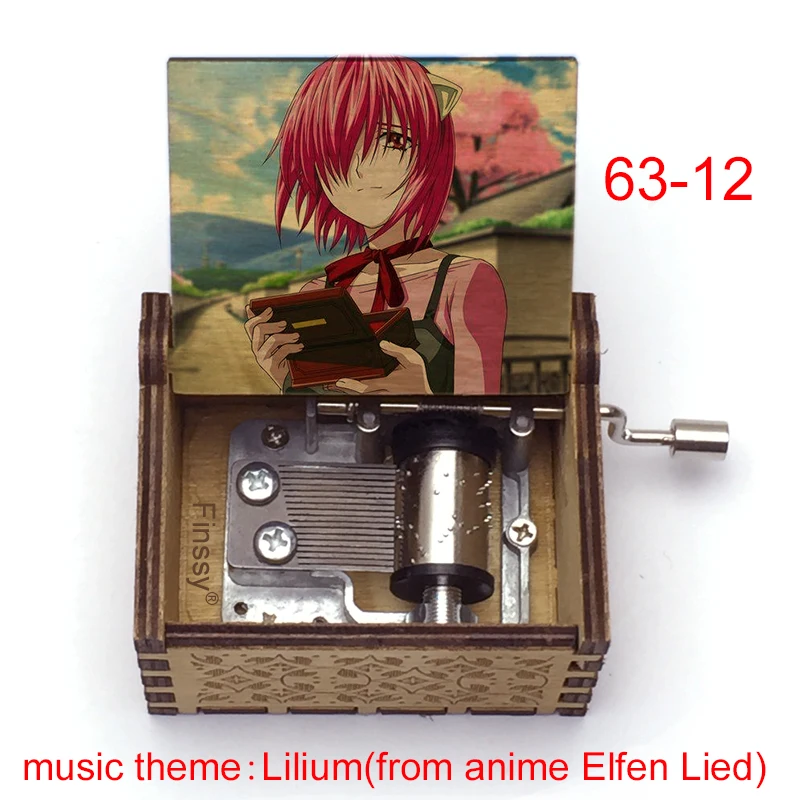 Anime Creative Color Print Cartoon Elfen Lied Lucy Music Theme Lilium 18-Note Wood Musical Box Gift For Girls Friends Present music box