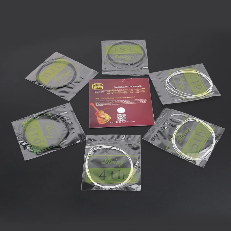 

6pcs/set C101 Classical Guitar Strings Black Nylon Fiber Silver Plated String