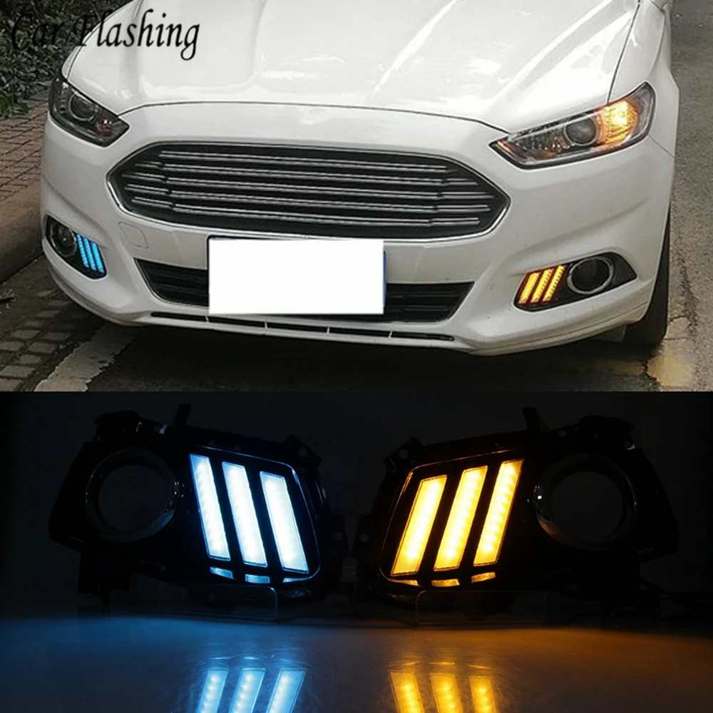 

1Set For Ford Mondeo Fusion 2013 2014 2015 2016 Yellow Turning Signal Relay Waterproof Car DRL Lamp LED Daytime Running Light