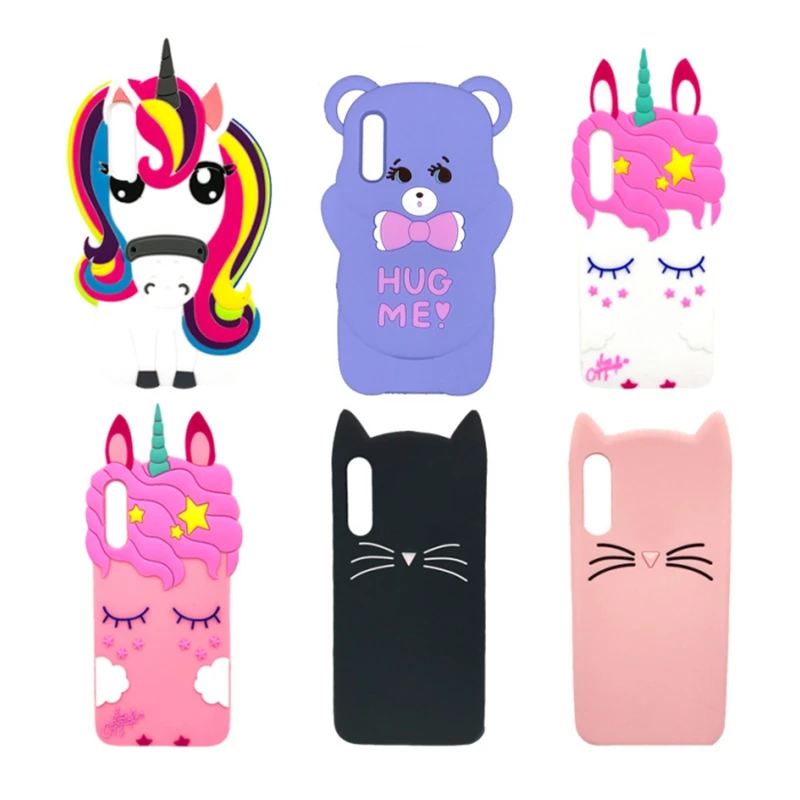 Cover Posteriore In Silicone Morbido Per Samsung Galaxy A50 Cute 3D Unicorn Bear Custodia Per Telefono Glitter Per Samsung A50 A 50 Sm-A505F Coque Etu