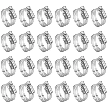 

18mm-31mm Stainless Steel Hose Clamp 24 Piece Miniature Power-Seal 11/20 inch to 1-1/5 inch Metal Worm-Drive Gear Clamps
