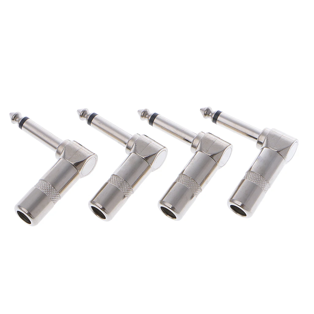 

4 Pcs Right Angle 1/4" TS Mono Phone Plug Guitar Audio Connector 6.35mm Jack Drop Ship Support