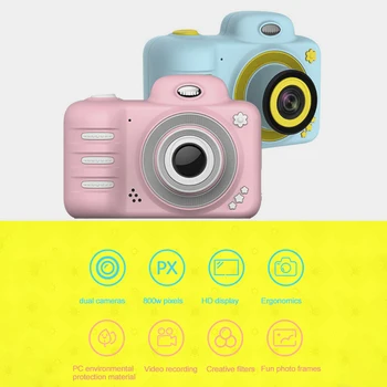 

Camera Gifts Video With Memory Card DSLR Camcorder Dual Lens Cartoon Kids Toys Shockproof Mini Digital ABS 2.4 Inch Screen