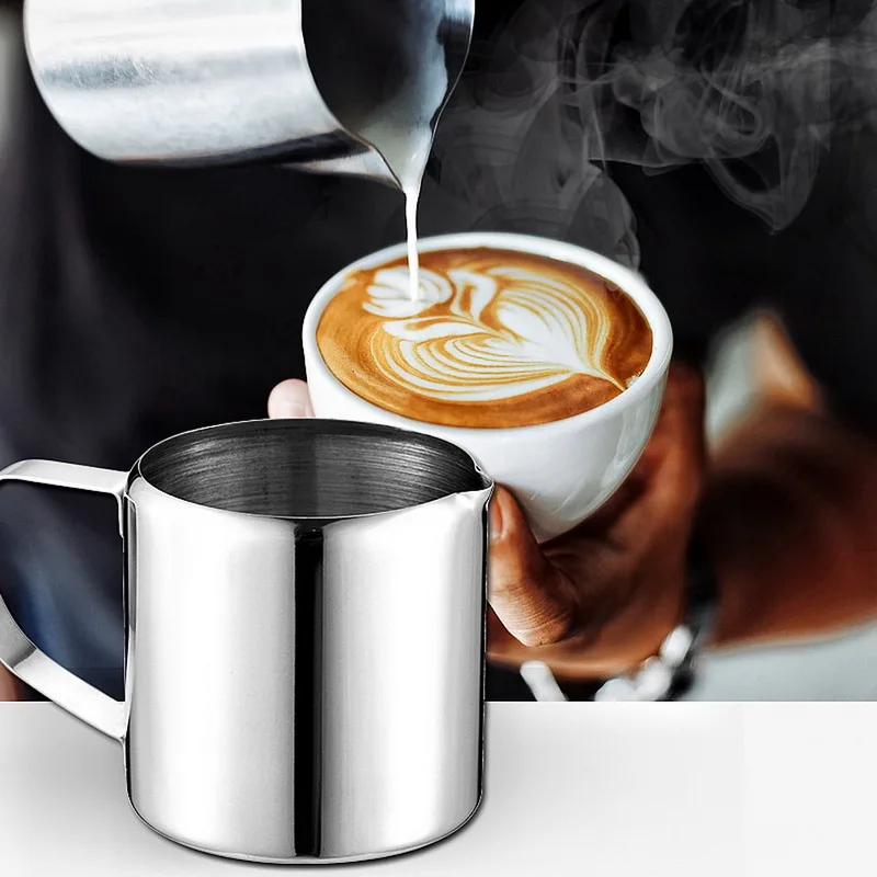 

Stainless Steel Milk Frothing Jug Thick Milk Cream Cup Coffee Creamer Latte Art Pitcher With Spout Kitchen Coffee Accessories