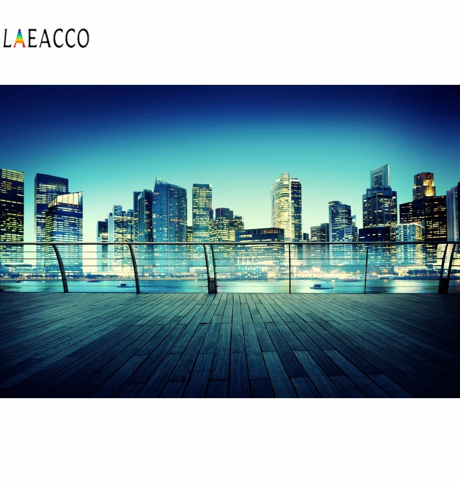 

Laeacco Morning City Modern Scenery Photography Backgrounds Seamless Baby Birthday Vinyl Photographic Backdrops For Photo Studio