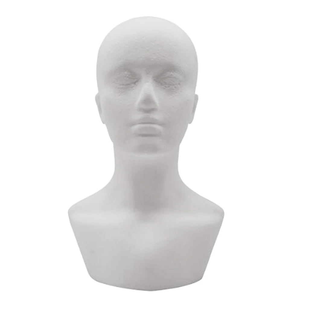 Styrofoam Hair Display Mannequin Head Stand Manikin For Hat Wig Caps 21'' White